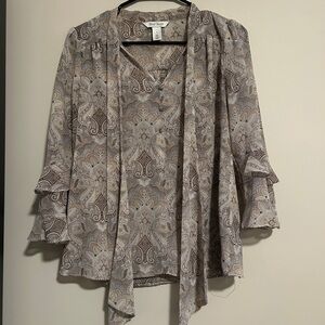 Beige Boho Top Paisley Loose Sleeves Size 0 - White House Black Market